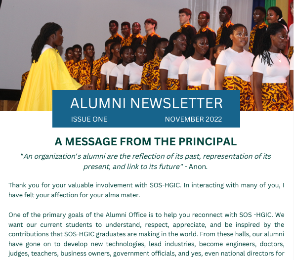 SOS-HGIC Alumni Newsletter - Issue one - November 2022