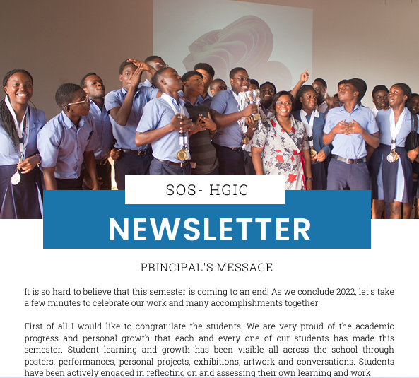 SOS-HGIC Newsletter - Principal's Message